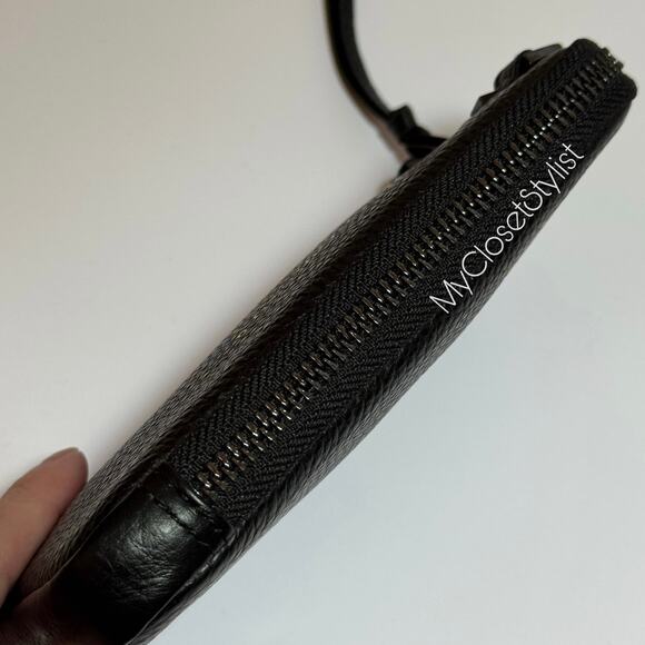 BANDOLIER RARE SIZE Expanded Pouch New Black Leather Pewter Zipper Mini UNICORN! - Picture 3 of 5